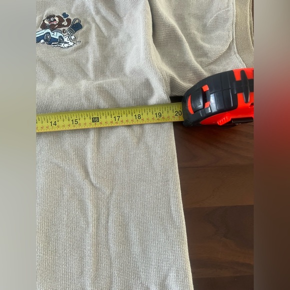 Mens  2001  Polo Golf Shirt Tan 100% Cotton  Vtg  Designated Drive Taz - Picture 6 of 7